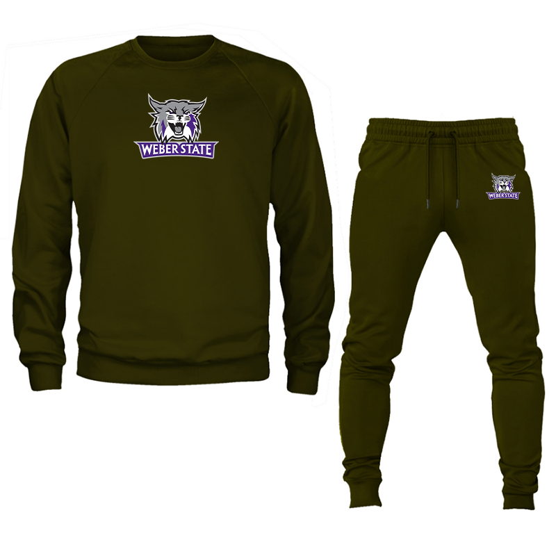 Men's Weber State Wildcats Crewneck Sweatshirt Joggers Suit